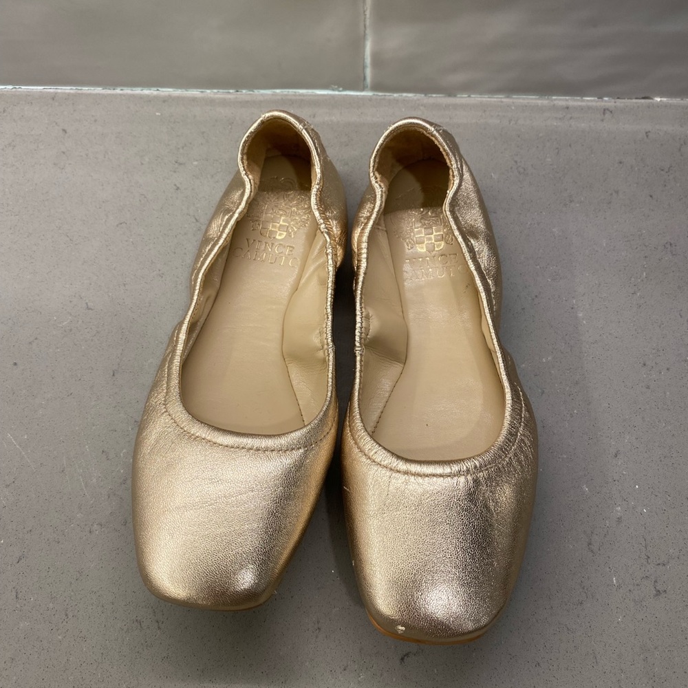 Vince Camuto gold ballet flats